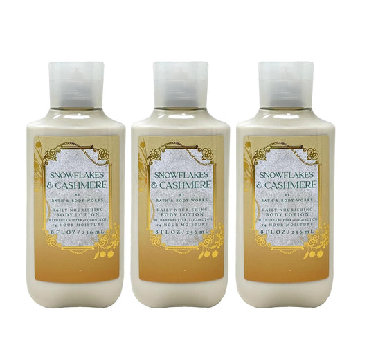 Lot of 3 Bath & Body Works Snowflakes & Cashmere Shea & Vitamin E Body Lotion 8 fl oz each